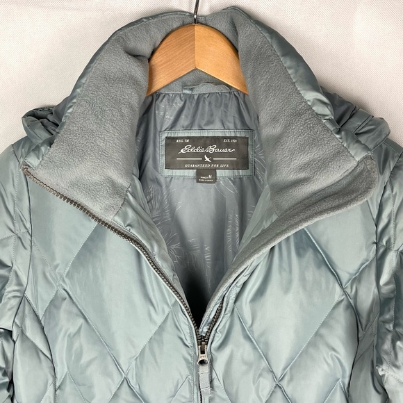 Eddie Bauer Down Puffer Mid Length Jacket Removable Hood Women’s Quilted Coat - Picture 5 of 9